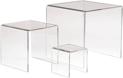 ECONOCO - 3, 5 & 7" High x 3, 5 & 7" Wide x 3, 5 & 7" Deep, Display Riser Plastic Shelving - Clear - A1 Tooling