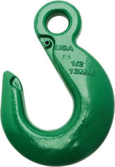 Campbell - 22,600 Lb Capacity, Chain Grade 100, Alloy Steel Eye Hook - 7.72" Reach, 1-5/16" Eye ID, 10-3/4" OAL, Painted Green - A1 Tooling