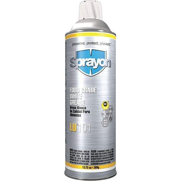 Sprayon - 20 oz Aerosol Calcium General Purpose Grease - White, Food Grade, 285°F Max Temp, NLGIG 2, - A1 Tooling