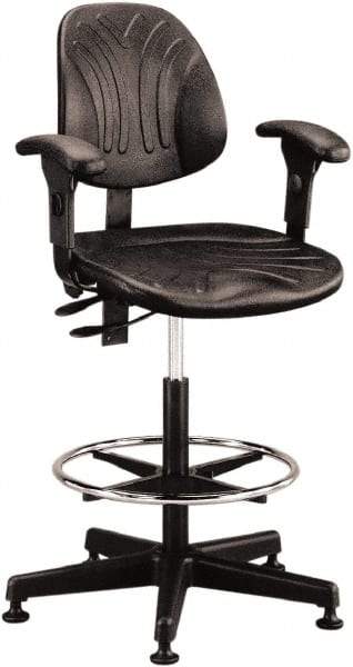 Bevco - 21 to 31" High Adjustable Chair - 27" Wide x 27" Deep, Polyurethane Seat, Black - A1 Tooling