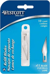 Westcott - 10 Piece Stainless Steel Hobby Blade - 57mm OAL, 0.984" Blade Length, 0.02" Blade Thickness - A1 Tooling