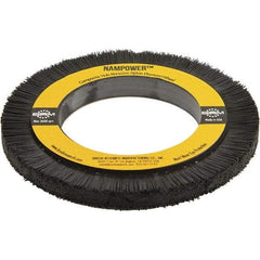 Brush Research Mfg. - 5-29/32" OD, 3-1/4" Arbor Hole, Crimped Abrasive Nylon Wheel Brush - 0.5906" Face Width, 3/4" Trim Length, 3,600 RPM - A1 Tooling