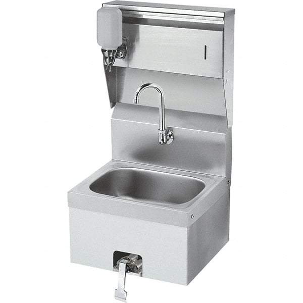 Krowne - 10" Long x 14" Wide Inside, 1 Compartment, Grade 304 Stainless Steel Hand Sink with Knee Valve - 20 Gauge, 24" Long x 16" Wide x 15" High Outside, 6" Deep - A1 Tooling