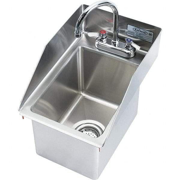 Krowne - 9" Long x 10" Wide Inside, 1 Compartment, Grade 304 Stainless Steel Drop In Sink - 20 Gauge, 18" Long x 12" Wide x 15" High Outside, 9" Deep - A1 Tooling