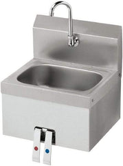 Krowne - 10" Long x 14" Wide Inside, 1 Compartment, Grade 304 Stainless Steel Hand Sink with Knee Valve - 20 Gauge, 15" Long x 16" Wide x 19" High Outside, 6" Deep - A1 Tooling