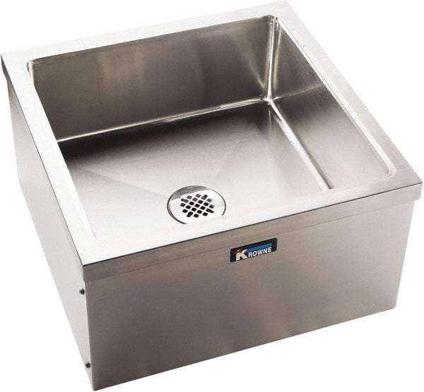 Krowne - 21" Long x 21" Wide Inside, 1 Compartment, Grade 304 Stainless Steel Floor Mop Sink - 18 Gauge, 13" Long x 24" Wide x 24" High Outside, 9" Deep - A1 Tooling