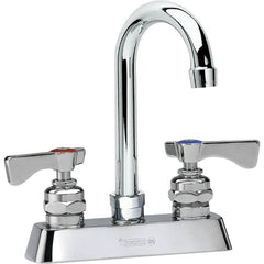 Krowne - Deck Mount, High Arc Deck Mount Faucet - Two Handle, Color Coded, Blade Handle, Gooseneck Spout and Nozzle, No Drain - A1 Tooling