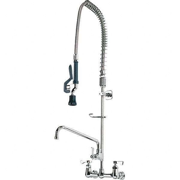 Krowne - Wall Mount, Add On Faucet for Pre-Rinse Units with Spray - Two Handle, Color Coded, Blade Handle, Gooseneck Spout with Hose, No Drain - A1 Tooling