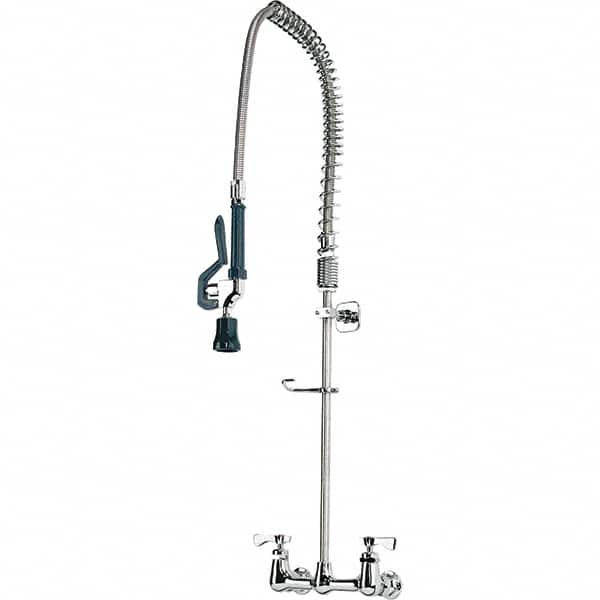 Krowne - Wall Mount, Pre Rinse Faucet with Spray - Two Handle, Color Coded, Blade Handle, Gooseneck Spout with Hose, No Drain - A1 Tooling