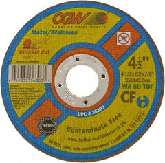 Camel Grinding Wheels - 5" 60 Grit Aluminum Oxide Cutoff Wheel - 0.04" Thick, 7/8" Arbor, 12,250 Max RPM - A1 Tooling