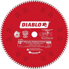 Freud - 12" Diam, 1" Arbor Hole Diam, 100 Tooth Wet & Dry Cut Saw Blade - Carbide-Tipped, Fine Finishing Action, Standard Round Arbor - A1 Tooling