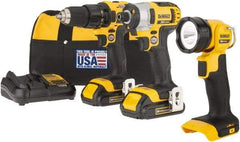 DeWALT - 20 Volt Cordless Tool Combination Kit - Includes 1/2" Drill/Driver, 1/4" Impact Driver & Work Light, Lithium-Ion Battery Included - A1 Tooling