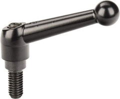 KIPP - 3/8-16, 0.71" Hub Diam, Zinc Die Cast (Steel Components) Threaded Stud Adjustable Clamping Lever - 0.79" Stud Length, 2.87" OAL, 1.79" High - A1 Tooling