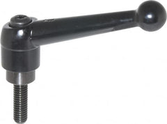 KIPP - 3/8-16, 0.98" Hub Diam, Zinc Die Cast (Steel Components) Threaded Stud Adjustable Clamping Lever - 1.18" Stud Length, 4-1/4" OAL, 2.64" High - A1 Tooling