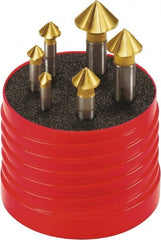 Walter-Titex - 6 Piece, 1/4 to 0.8071" Head Diam, 90° Included Angle, Single End Countersink Set - A1 Tooling