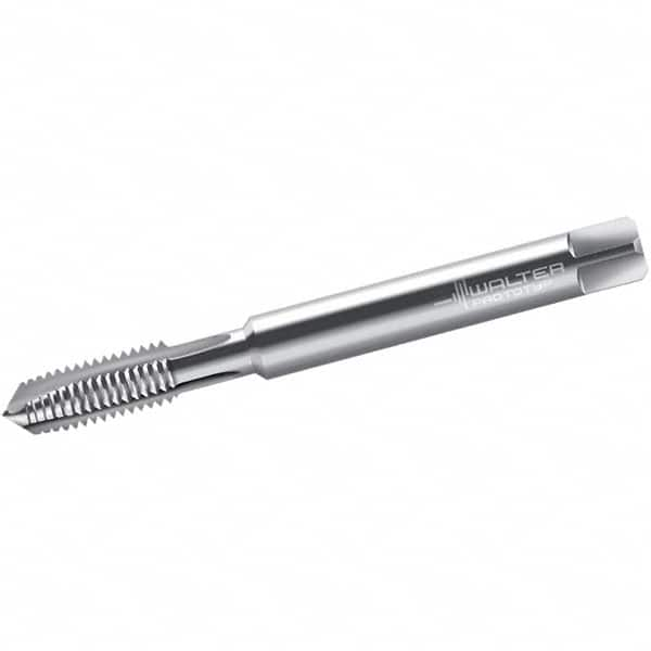 Walter-Prototyp - #4-40 UNC, 2 Flute, Bright Finish, Powdered Metal Spiral Point Tap - Plug Chamfer, Right Hand Thread, 56mm OAL, 10mm Thread Length, 3.5mm Shank Diam, 3B Class of Fit, Series 22207 - Exact Industrial Supply