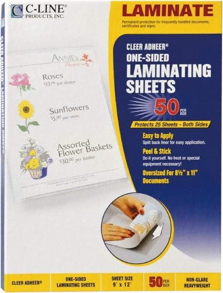 C-LINE - 50 Self-Laminating Sheets - 2 mil Thick x 9" Wide x 1' Long - A1 Tooling