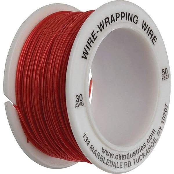 OK Industries - 30 AWG, 1 Strand, 15.2 m OAL, Copper Hook Up Wire - Red Kynar Jacket - A1 Tooling