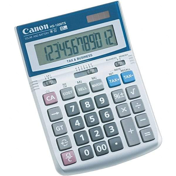 Canon - 12-Digit LCD 12 Function Handheld Calculator - 4-7/8 x 6-7/8 Display Size, White, Solar & Battery Powered - A1 Tooling