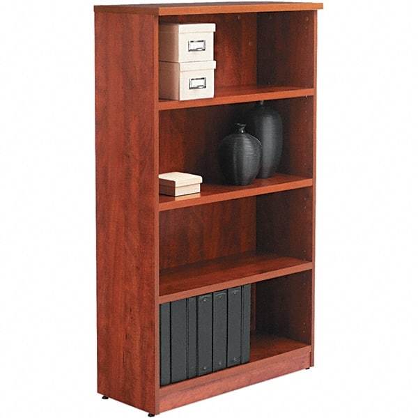 ALERA - 4 Shelf, 55" High x 31-3/4" Wide Bookcase - 14" Deep, Woodgrain Laminate, Medium Cherry - A1 Tooling