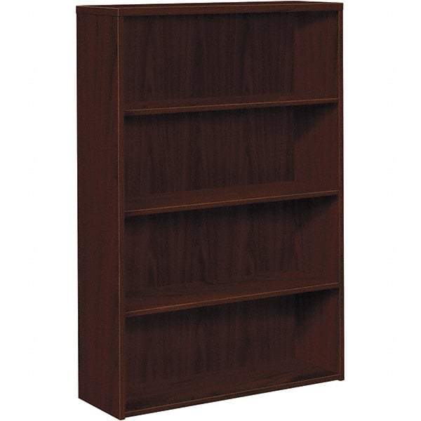 Hon - 4 Shelf, 57.13" High x 36" Wide Bookcase - 13-1/8" Deep, Woodgrain Laminate, Mahogany - A1 Tooling