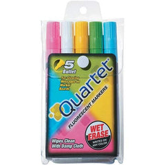 Quartet - Assorted Colors, 5 Set Glo-Write Fluorescent Dry Erase Markers - For Use with Dry Erase Marker Boards - A1 Tooling