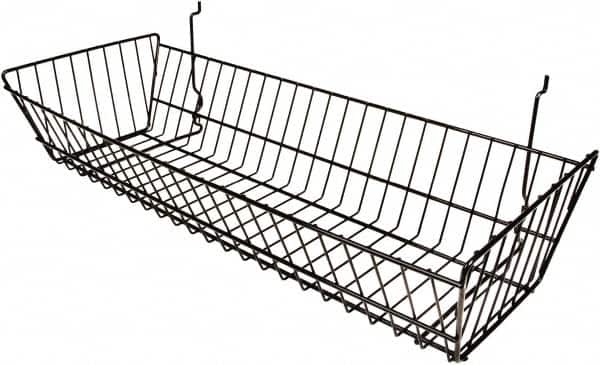 ECONOCO - 10" Deep, Rectangular Steel Peg Board/Slatwall Basket - 24" Wide x 5" High - A1 Tooling