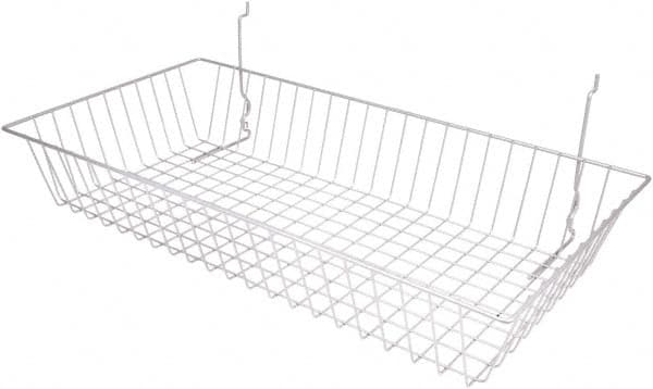 ECONOCO - 12" Deep, Rectangular Steel Peg Board/Slatwall Basket - 24" Wide x 4" High - A1 Tooling