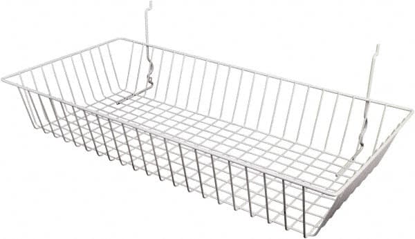 ECONOCO - 12" Deep, Rectangular Steel Peg Board/Slatwall Basket - 24" Wide x 4" High - A1 Tooling