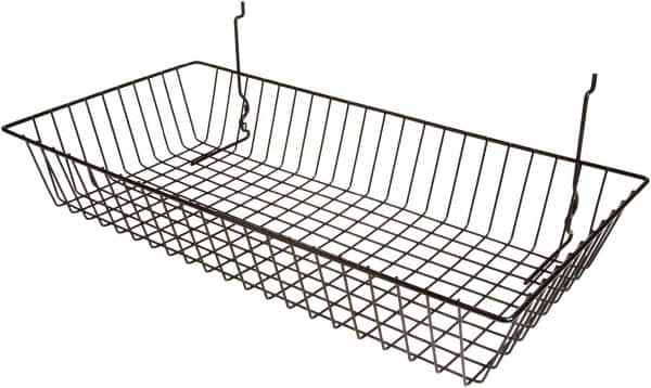 ECONOCO - 12" Deep, Rectangular Steel Peg Board/Slatwall Basket - 24" Wide x 4" High - A1 Tooling