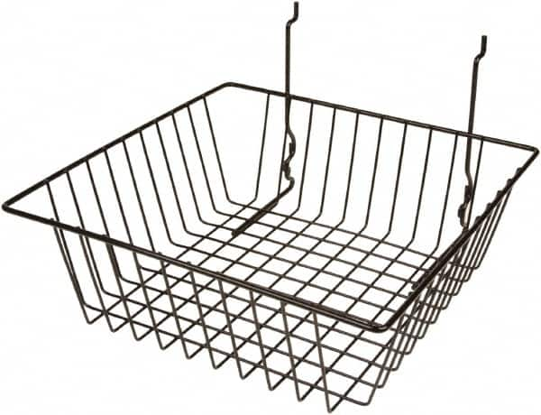 ECONOCO - 12" Deep, Square Steel Peg Board/Slatwall Basket - 12" Wide x 4" High - A1 Tooling