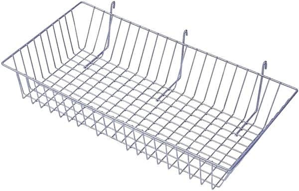 ECONOCO - 12" Deep, Rectangular Steel Peg Board/Slatwall Basket - 24" Wide x 4" High - A1 Tooling