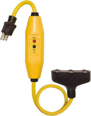 Tower - 3 Outlet, 125 Volt, 15 Amp Rating, 4 to 6mA Max Surge, Plug In, Automatic, Commercial, Industrial GFCI - 2 Ft. Long Cord, 5-15P and (3)R NEMA Configuration, Polycarbonate Housing - A1 Tooling