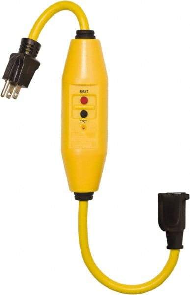 Tower - 1 Outlet, 125 Volt, 15 Amp Rating, 4 to 6mA Max Surge, Plug In, Automatic, Commercial, Industrial GFCI - 1-1/2 Ft. Long Cord, 5-15P and R NEMA Configuration, Polycarbonate Housing - A1 Tooling