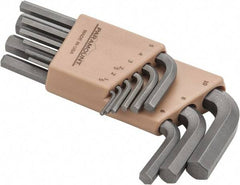 Paramount - 9 Piece L-Key Short Arm Hex Key Set - Hex Range 1.5 to 10mm, Steel - A1 Tooling