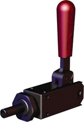 De-Sta-Co - 1,124.05 Lb Load Capacity, Flanged Base, Carbon Steel, Standard Straight Line Action Clamp - 2 Mounting Holes, 0.22" Mounting Hole Diam, 0.35" Plunger Diam, Straight Handle - A1 Tooling