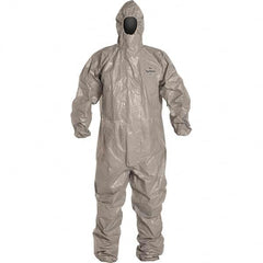 Non-Disposable Rain & Chemical-Resistant Coverall: Gray, Tychem Zipper Closure, Elastic Cuff, Elastic Ankle