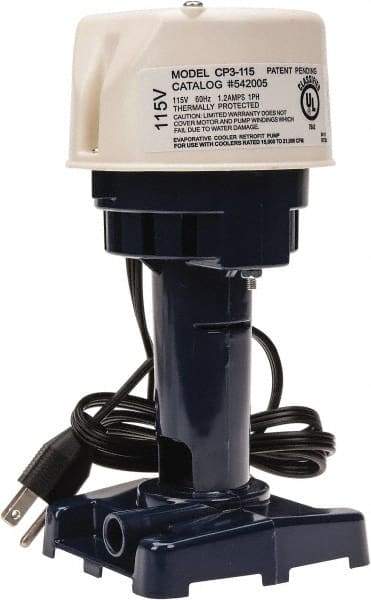 Little Giant Pumps - 1.2 Amp, 115 Volt, 1/30 hp, 1 Phase, Thermal Plastic Evaporative Cooler Pumps Machine Tool & Recirculating Pump - 9.3 GPM, 12 psi, 9" Overall Height, 4-1/2" Body Length, ABS Impeller, Open Fan Cooled Motor - A1 Tooling