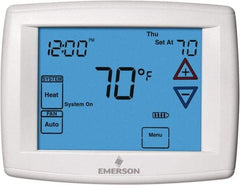 White-Rodgers - 45 to 99°F, 3 Heat, 2 Cool, Universal Touch Screen Programmable Thermostat - 0 to 30 Volts, Horizontal Mount, Electronic Contacts Switch - A1 Tooling