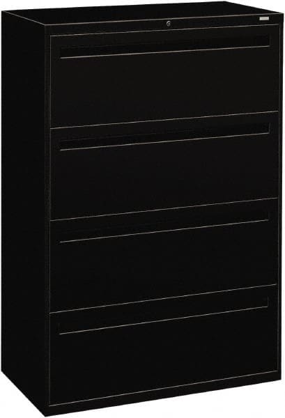 Hon - 36" Wide x 53-1/4" High x 19-1/4" Deep, 4 Drawer Lateral File - Steel, Black - A1 Tooling