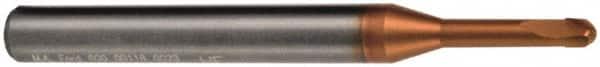 M.A. Ford - 0.8mm Diam, 0.5mm LOC, 2 Flute Solid Carbide Ball End Mill - ALtima 52 Finish, Single End, 50mm OAL, 4mm Shank Diam, Spiral Flute - A1 Tooling