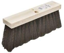 Ability One - 16" Rough Surface Polypropylene Push Broom - 6-3/4" Bristle Length, Wood Block, Tapered Handle Connection - A1 Tooling