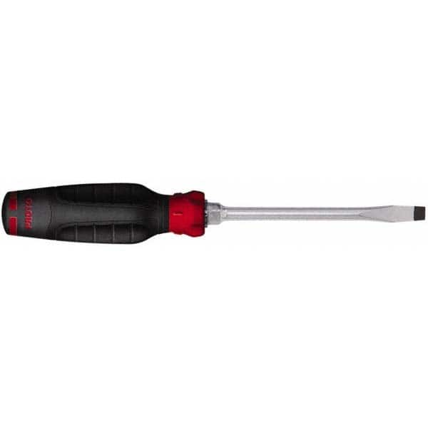 Slotted Screwdriver: 1/4″ Width, 8-1/4″ OAL, 4″ Blade Length 102mm Blade Length, Round Shank, Ergonomic Handle