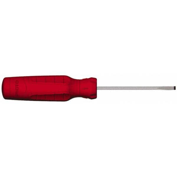 Slotted Screwdriver: 1/8″ Width, 6-1/4″ OAL, 3″ Blade Length 76mm Blade Length, Round Shank, Ergonomic Handle