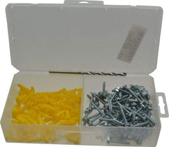 Value Collection - 200 Piece, #6 to 8 Screw, Plastic & Steel Hex Drive Anchor Assortment - Zinc Plated, 3/4" Long - A1 Tooling