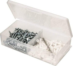 Value Collection - 200 Piece, #8 to 10 Screw, Plastic & Steel Hex Drive Anchor Assortment - Zinc Plated, 7/8" Long - A1 Tooling