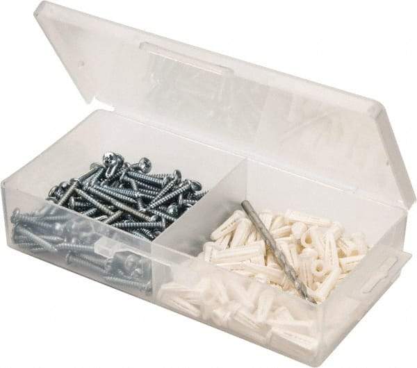 Value Collection - 200 Piece, #8 to 10 Screw, Plastic & Steel Slotted/Phillips Drive Anchor Assortment - Zinc Plated, 7/8" Long - A1 Tooling