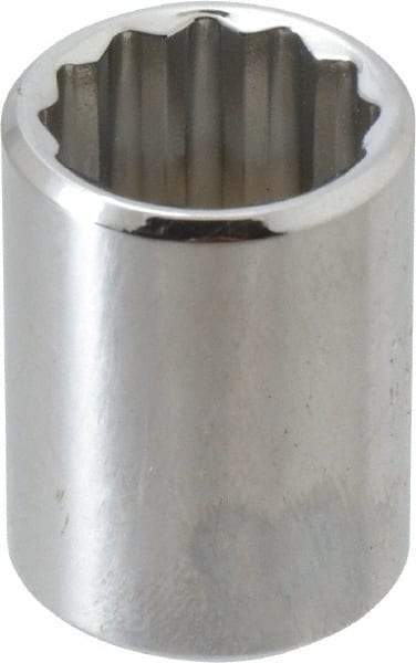 Proto - 19/32", 3/8" Drive, Standard Hand Socket - 12 Points, 1-1/8" OAL, Alloy Steel, Chrome Finish - A1 Tooling