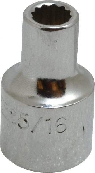 Proto - 5/16", 1/2" Drive, Standard Hand Socket - 12 Points, 1-31/64" OAL, Alloy Steel, Chrome Finish - A1 Tooling