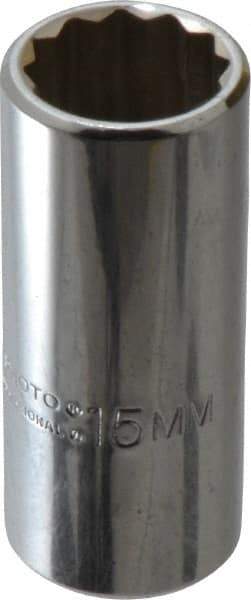 Proto - 1/4" Drive, Deep Hand Socket - 12 Points, 1-15/16" OAL, Alloy Steel, Chrome Finish - A1 Tooling